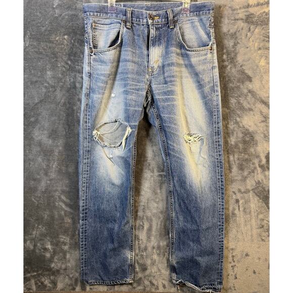 Edwin EX404 Selvedge Distressed Ripped Denim Blue Jeans Men's 36 Made In Japan - Picture 8 of 12